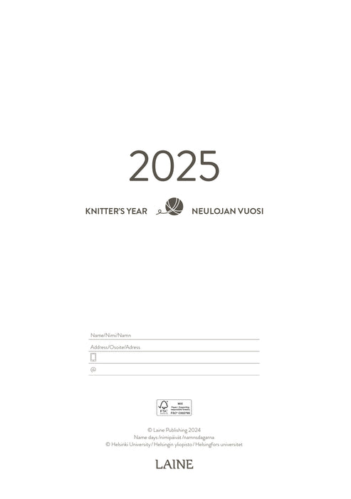 Knitter's Year 2025 Calendar - Agenda